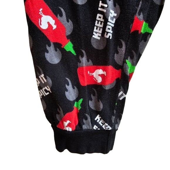 Sriracha Hot Sauce Pajama Pants Keep It Spicy Graphic Pants Drawstring, Large - Picture 6 of 10